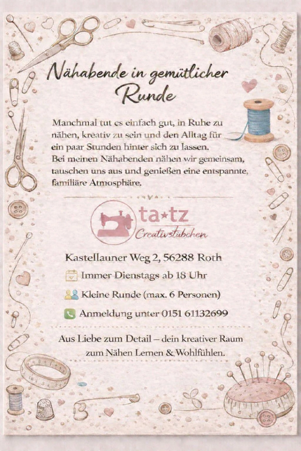 ta.tz creativ, der Schriftzug „HAPPY CAMPER“ und ein Camper-genähtes Kissen